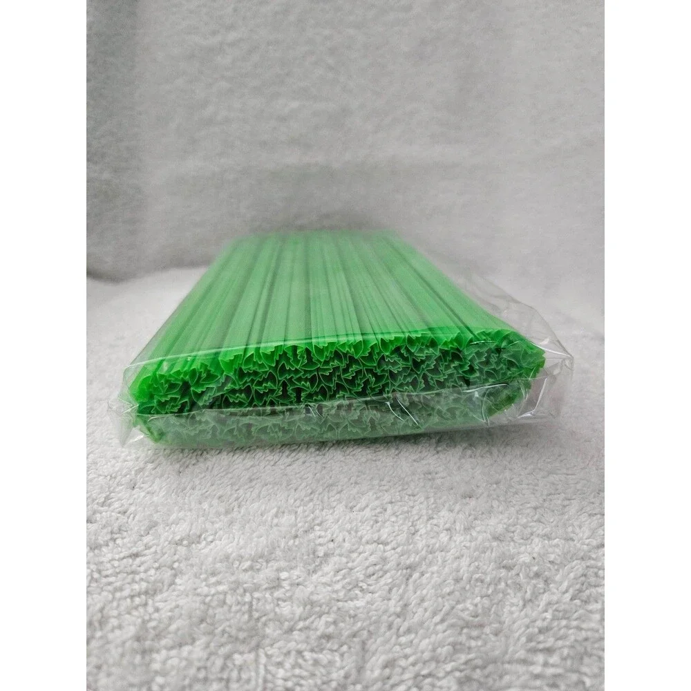 Christmas Tree Shaped Plastic Straws Green Bulk 100 Pack Holiday Party